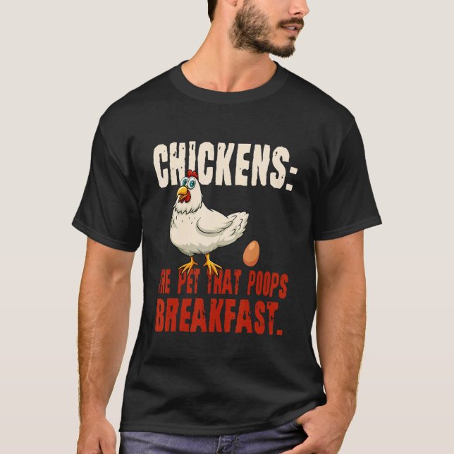 Kycklingar Husdjuret Som Bajsar Frukost T Shirt (Framsida)