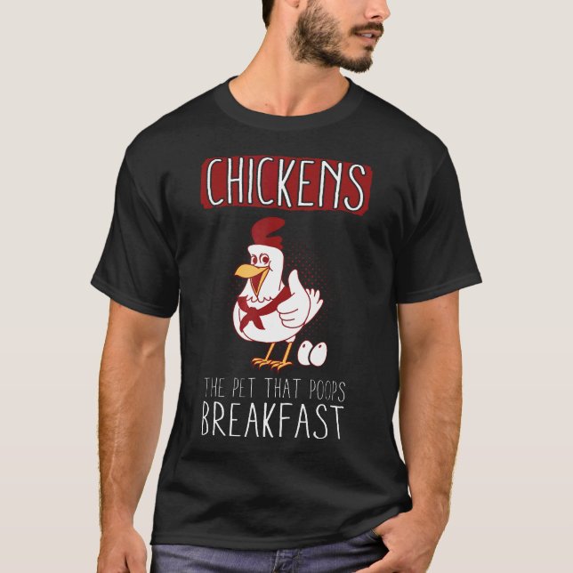 Kycklingar Husdjuret Som Bajsar Frukost T Shirt (Framsida)