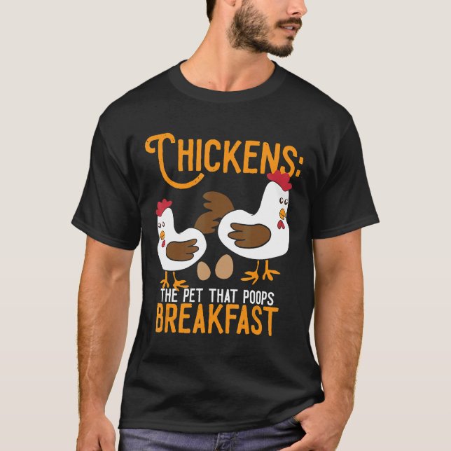 Kycklingar Husdjuret Som Bajsar Frukost T Shirt (Framsida)