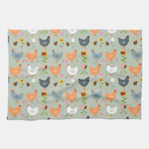 Kycklingar i Flowers Kitchen Towel Kökshandduk