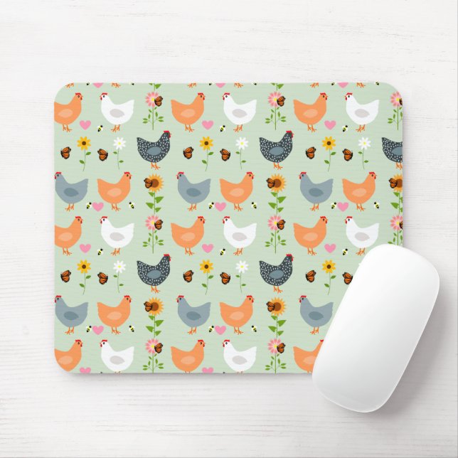 Kycklingar i Grönten Flowers Mouse Pad Musmatta (Med mus)