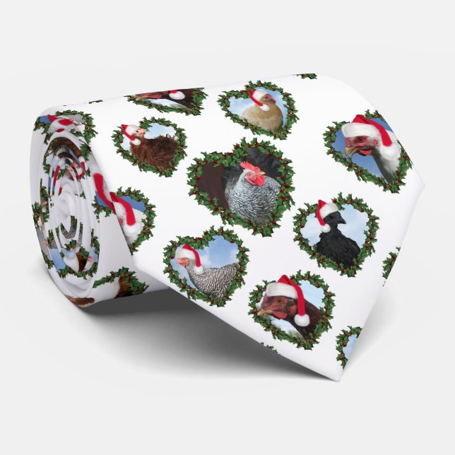 Kycklingar i hjärtkrans jul slips (Rullad)