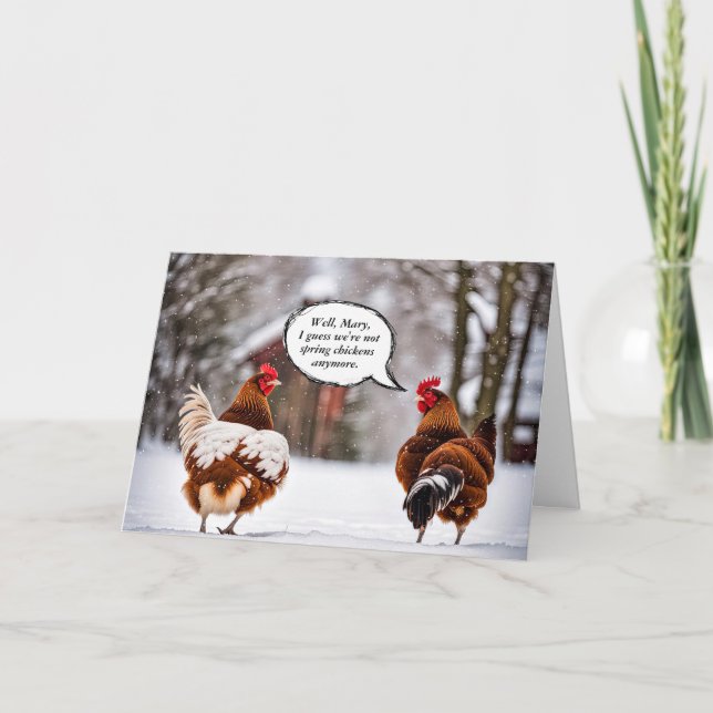 Kycklingar i Snöflingor födelsedag Humor Kort (Framsida)
