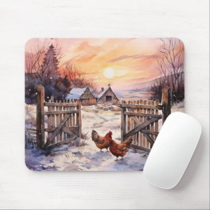 Kycklingar i vinter-Farmyard Musmatta