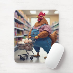 Kycklingar med ägg i en shoppingvagn musmatta
