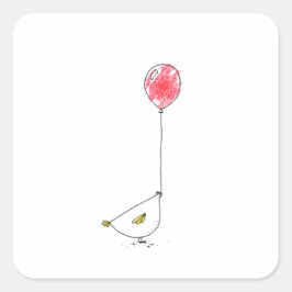 Kycklingar med Balloon Square Stickers Fyrkantigt Klistermärke