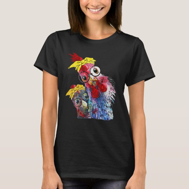 Kycklingar med Bandana-huvudband och glasögon T Shirt (Framsida)