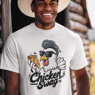Kycklingar med solglasögon som äter Pizza T Shirt