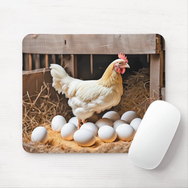 Kycklingar med vita ägg musmatta (Med mus)