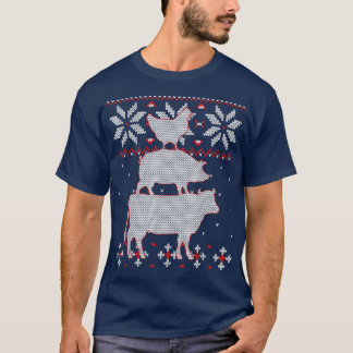 Kycklingar och kor Äkta julskepp, boskapsuppfödnin T Shirt