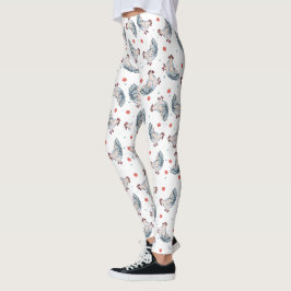 Kycklingar Och Polka Prickar Överallt Tryckta Legg Leggings