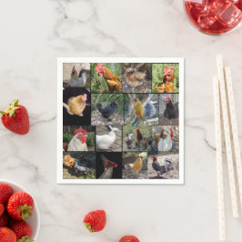 Kycklingar och Tuppar fotokollage. Pappersservett