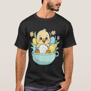 Kycklingar på ägg som jagar Påskhare Öron Farm Ani T Shirt