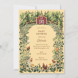 Kycklingar på Barn Charming Farm Baby Shower Inbjudningar