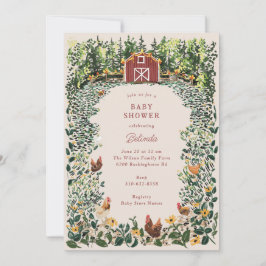 Kycklingar på Barn Charming Farm Baby Shower Inbjudningar