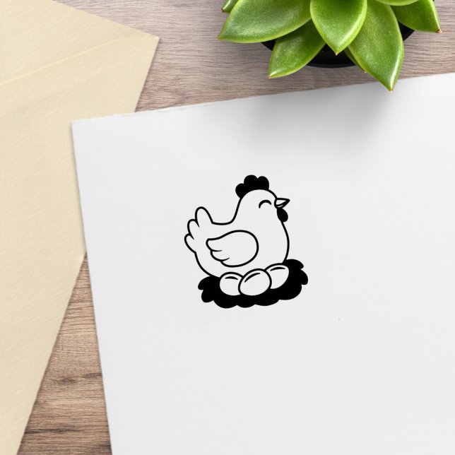 Kycklingar på Nest med ägg 1x1 Stämpel (Skapare uppladdad)