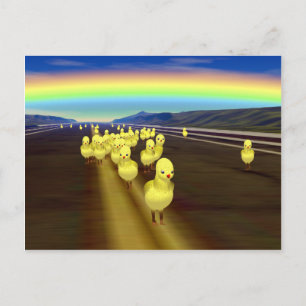 Kycklingar på väg vykort