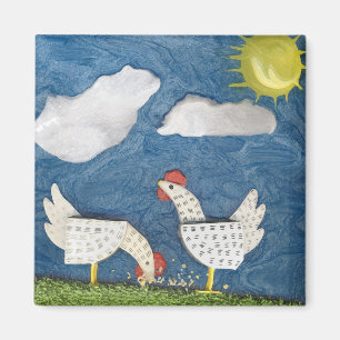 Kycklingar på Yard - diorama bild Magnet