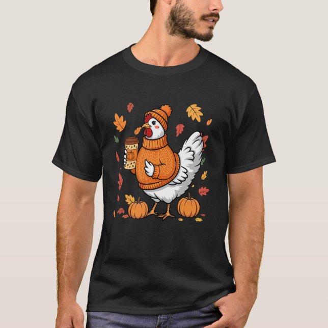 Kycklingar som bär tröja Kaffe Thanksgiving Höst (Framsida)