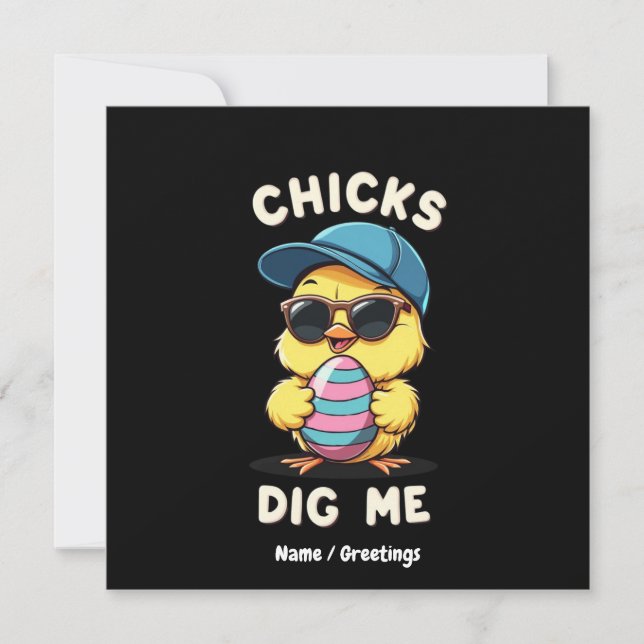 Kycklingar Tycker Om Mig Glad Påsk Dag Roligt Barn Inbjudningar (Framsida)