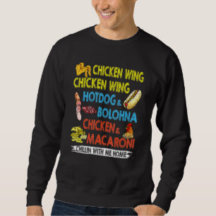 Kycklingar Vinge Chicken Vinge Hotdog och Bologna Lång Ärmad Tröja