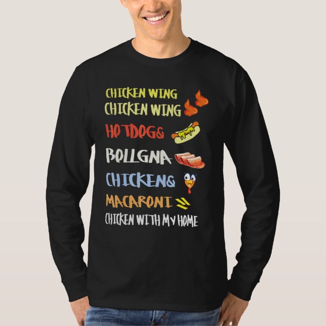 Kycklingar Vinge Chicken Vinge Hotdog och Bologna  T Shirt (Framsida)
