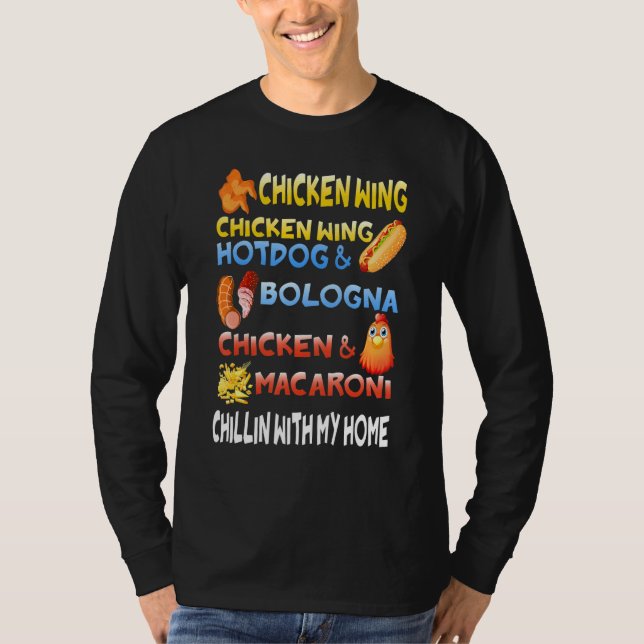 Kycklingar Vinge Chicken Vinge Hotdog och Bologna  T Shirt (Framsida)