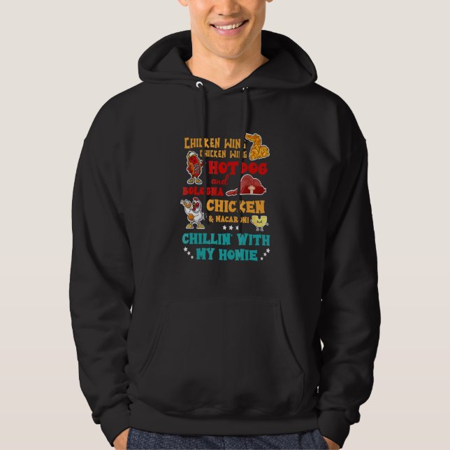 Kycklingar Vinge Hett Hund och Bologna Chicken & M Hoodie (Framsida)