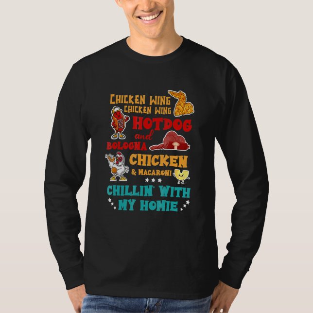 Kycklingar Vinge Hett Hund och Bologna Chicken & M T Shirt (Framsida)