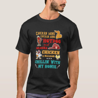 Kycklingar Vinge Hett Hund och Bologna Chicken & M T Shirt