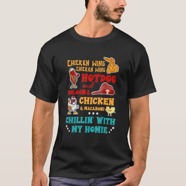 Kycklingar Vinge Hett Hund och Bologna Chicken & M T Shirt (Framsida)