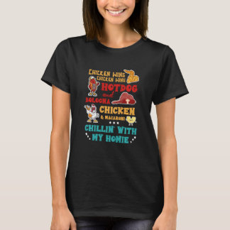 Kycklingar Vinge Hett Hund och Bologna Chicken & M T Shirt