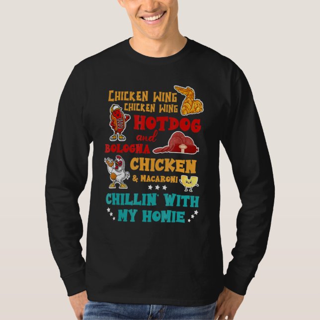Kycklingar Vinge Hett Hund och Bologna Chicken & M T Shirt (Framsida)