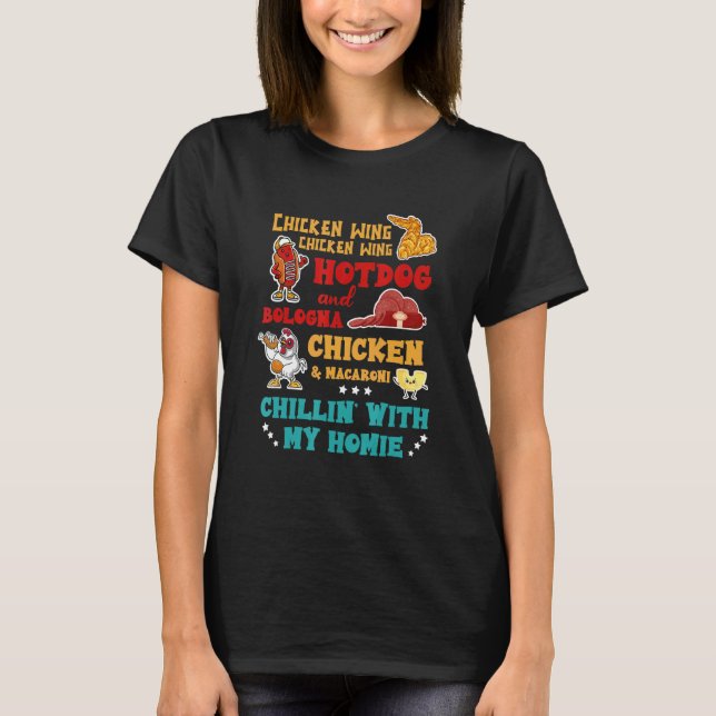 Kycklingar Vinge Hett Hund och Bologna Chicken & M T Shirt (Framsida)