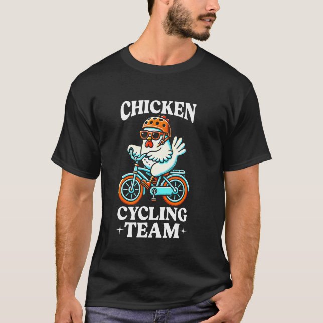 Kycklingcykelteam som cyklar t shirt (Framsida)