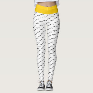Kycklingen är galen! Funky Svartvitt och Gult-popu Leggings