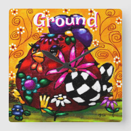 Kycklingens Personlig för Whimsique Funky Chunky B Fyrkantig Klocka