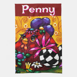 Kycklingens Personlig för Whimsique Funky Chunky B Kökshandduk