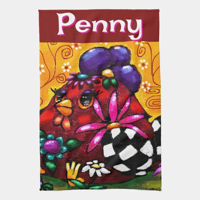 Kycklingens Personlig för Whimsique Funky Chunky B Kökshandduk (Vertikal)