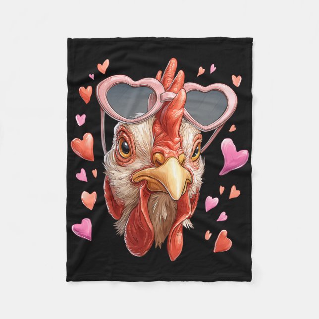 Kycklingfarmör Valentine's Day Hjärtkläder  Fleecefilt (Framsidan)