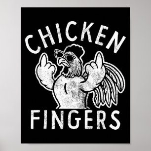 Kycklingfingrar, Mellanfingrar, Rolig Kyckling Poster