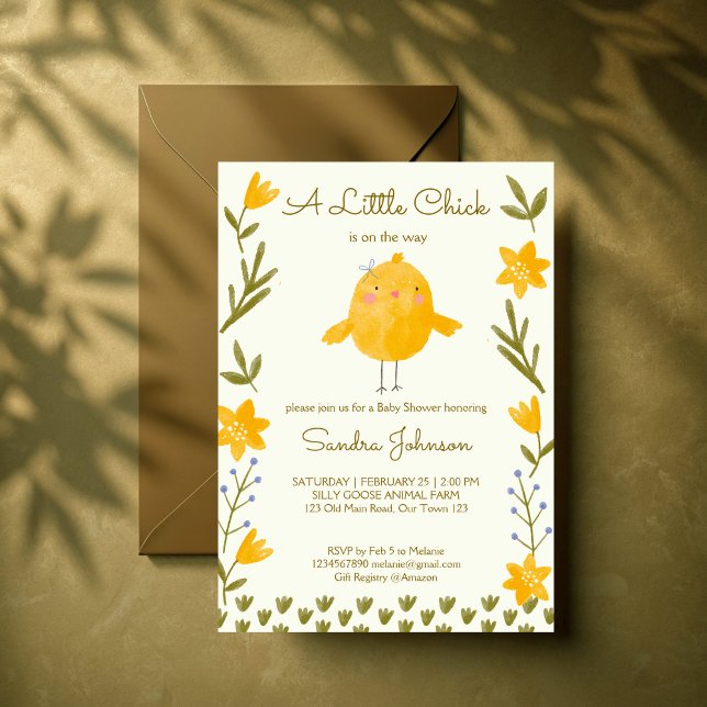Kycklinggårdsdjur fantasifull baby shower inbjudningar (Chicken farm animals whimsical spring baby shower invitation template instant download)