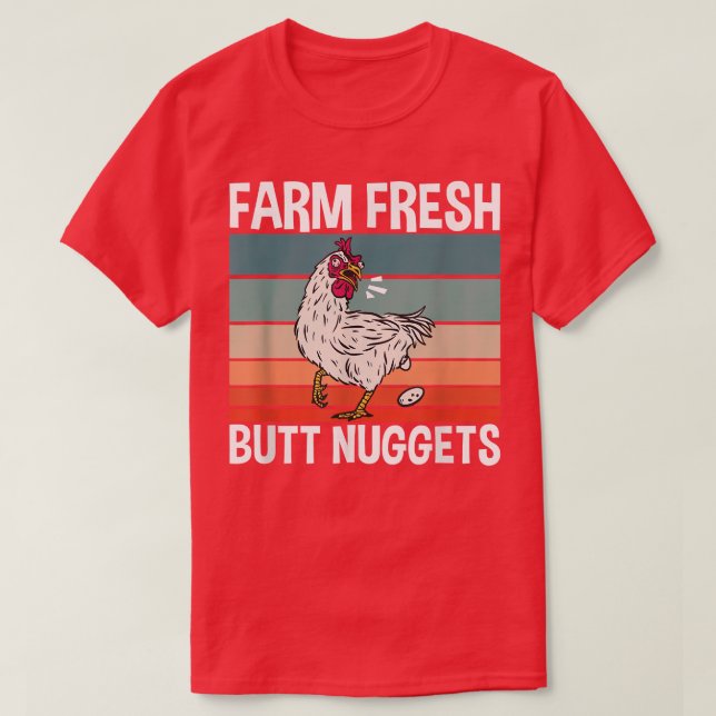 Kycklinggårdsuppfödning Färsk knapp T Shirt (Design framsida)