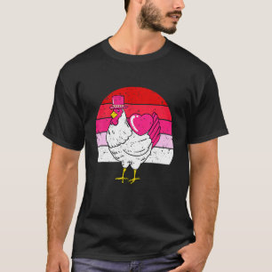Kycklinghjärta Alla Hjärtans Dag Retro Gårdsdjur K T Shirt