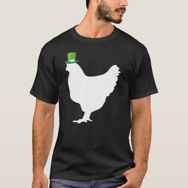 Kycklinghöna Leprechaun Irländsk St Patrick Dag T Shirt (Framsida)