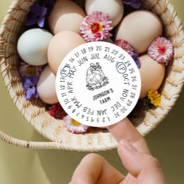 Kycklinghöns Fresh Farm Eggs Carton Date Wheel Runt Klistermärke
