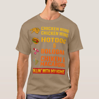 kycklinghöns vinge vinge hett hund och bologna t shirt