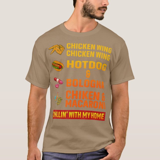 kycklinghöns vinge vinge hett hund och bologna t shirt (Framsida)
