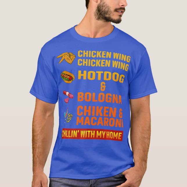 kycklinghöns vinge vinge hett hund och bologna t shirt (Framsida)