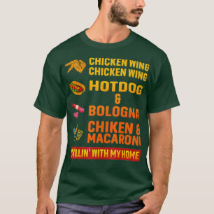 kycklinghöns vinge vinge hett hund och bologna t shirt